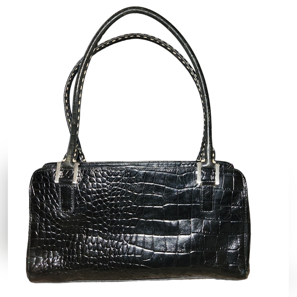 Antonio Melani Rectangular Crocodile Pattern Blac… - image 2